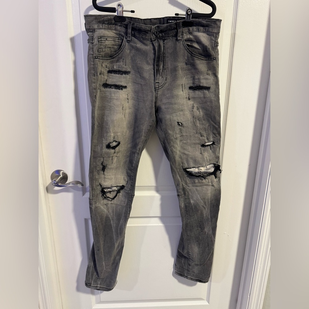 Distressed Gray Jeans for Men